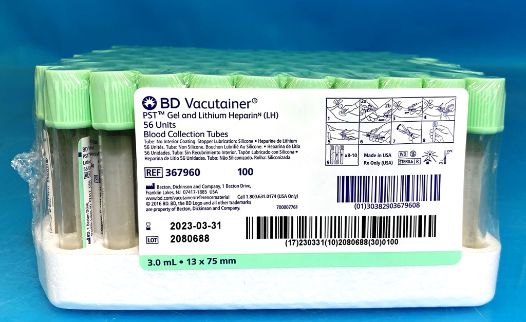 BD (Becton Dickinson) Venous Blood Collection Plasma Tube